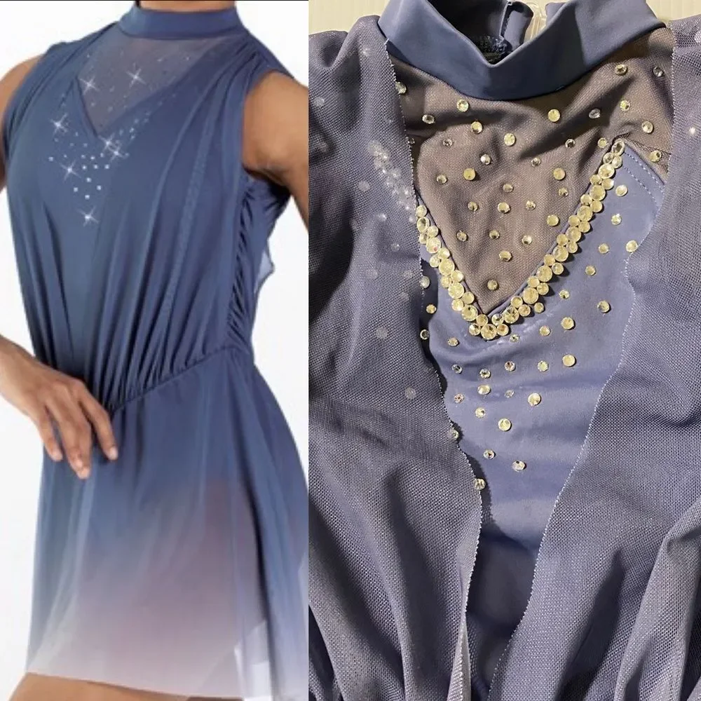 WEISSMAN Dance costume mesh dress blue custom What The World Need Now 13872 SC 6